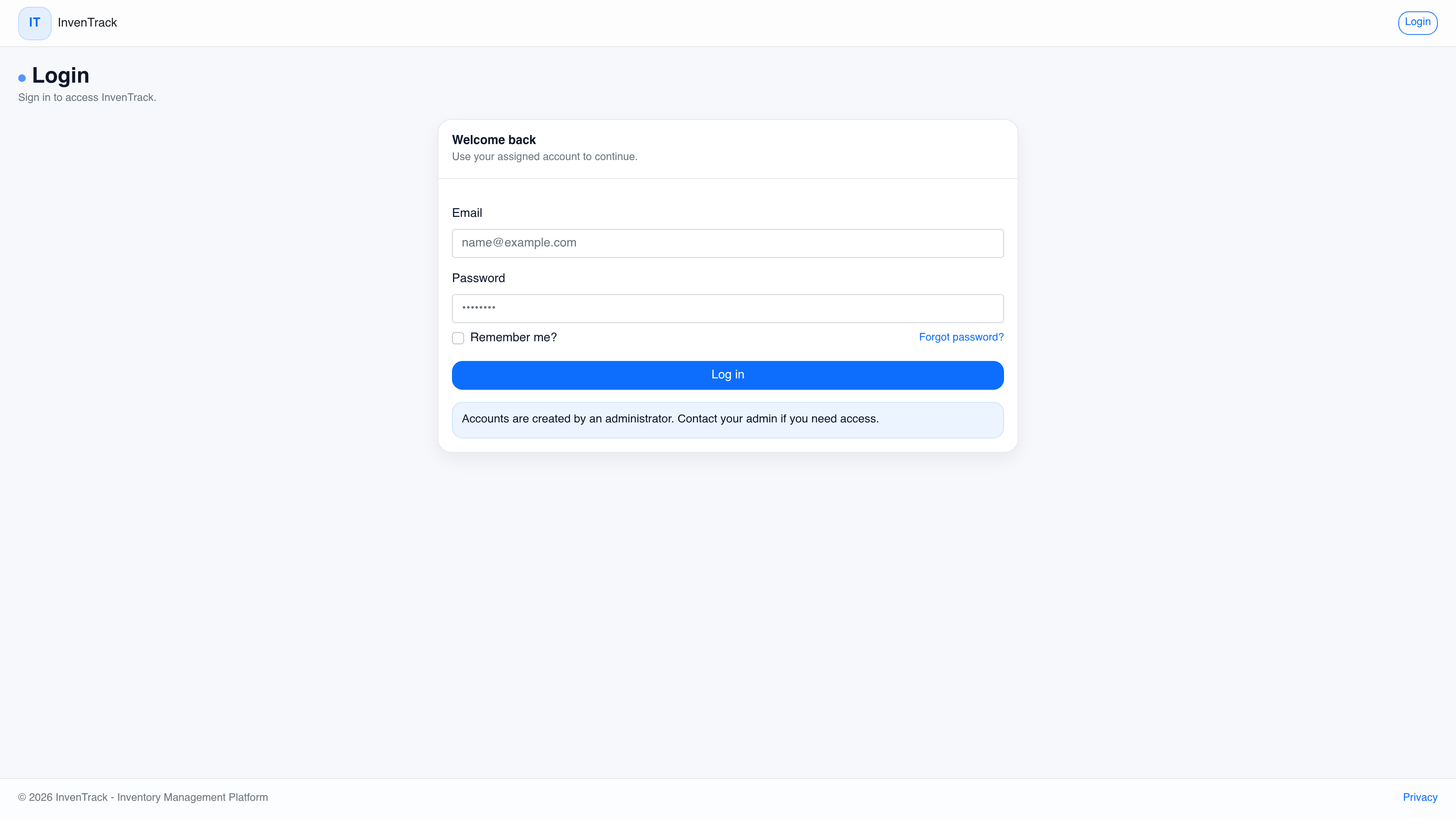 InvenTrack — Cloud Inventory Management Platform project screenshot 1 of 4